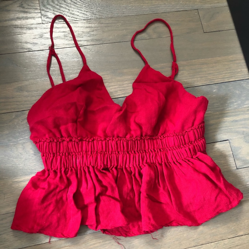 Cropped boutique red tank top size med worn once